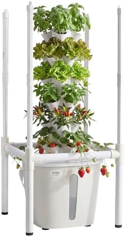 VEVOR Hydroponic Tower, 30 Pods 6 Tiers Hydroponics Growing System Kit with LED Grow Light & App Control, Vertical Home Garden with 20L Water Tank & Pump, Planter for Indoor Herbs, Fruits, Vegetables by VEVOR