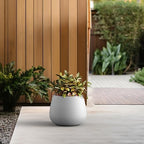 Kante Modern Home Minimalist 12.6" Dia Snow White Concrete Curved Planter - Image 3