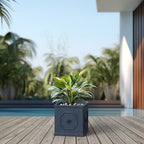 Kante Dusty Blue Concrete Planter 10.2" W, All-Weather Square Small Pot - Image 3