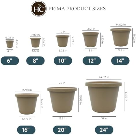 The HC Companies Prima Round Plastic Plant Pot w/Rolled Rim - Lightweight & UV Resistant Flower Pot for Herbs & More - Outdoor & Indoor Plant Pots w/Drainage (14 inch, Sandstone, Pack of 1) - Image 4