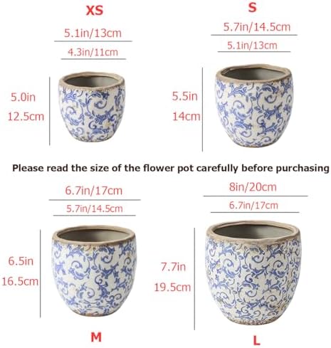 Reto Rustic Ceramic Flower Pots for Garden Plants and Succulents,Distressed Cracked Glazed Planters with Drainage Holes Tuscan Flower Pots for Outdoor,Bluem,no Hole - Image 4