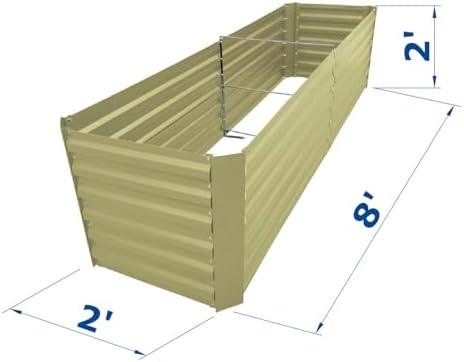 8x2x2FT Beige Metal Raised Garden Bed Kit, Galvanized Outdoor Planter Box for Vegetables, Flowers, Herbs, Succulents and More - Image 2