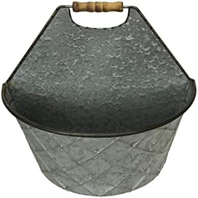 Set of 2 Hanging Wall Planters, 14.5 Inch Galvanized Metal Pockets - Image 2