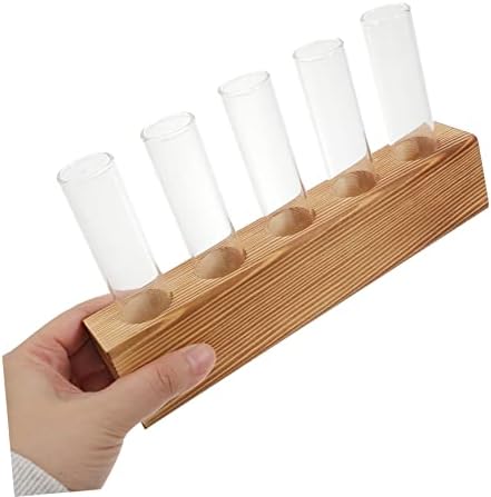 Hydroponic Test Tube Vase Set with Wood Stand for Desk Plants - Image 6