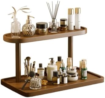 GDQ Brown Pine Wood Perfume Organizer, Perfume Cabinet Vanity Storage Stand by GDQ