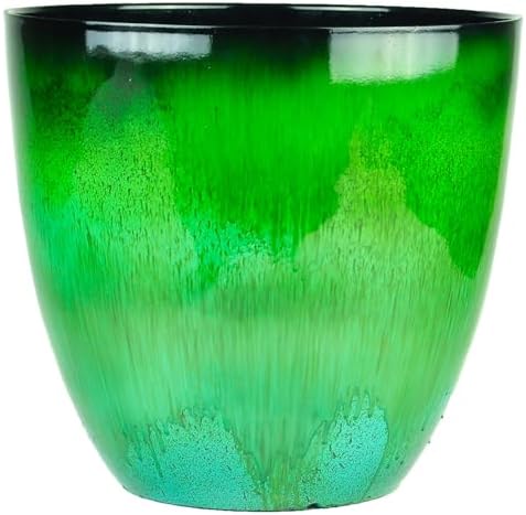 Gardener Select (EPR15-205 Large Egg Shaped Planter - Modern Indoor & Outdoor Decorative Flower Pot/Box (15 Inch, Green Flower) by GardenerSelect