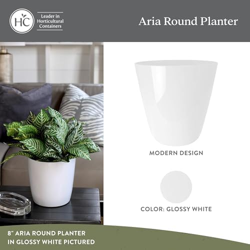 The HC Companies Aria Round Self-Watering Pot - Lightweight Plastic Planter for Herbs & More - Durable Plant Pots for Indoor Plants & Outdoor Plants (12" Glossy White, Pack of 1) - Image 2