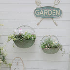 2-Piece Green Metal Planter Wall Hanging Baskets Decor Half-Moon Wall Mount Planter Set for Shabby Chic Farmhouse Outdoor Indoor Wall Decor - Image 6