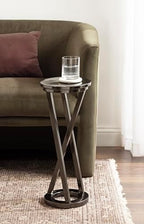 Kate and Laurel Aja Modern Metal Round Drink Table, 9 x 9 x 22, Gray Gunmetal, Decorative Geometric Pedestal Table with Circular Tabletop for Use as Metal Indoor Plant Stand - Image 2
