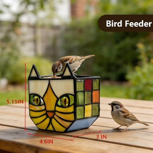 Tiffany Stained Glass Orange Cat Flower Pot,Handmade Cute Pots for Plants, Room and Office Decoration Glass Container Storage,Indoor Plant Pots with Drainage,Plant Gifts 4.6x3x5.15 in - Image 4