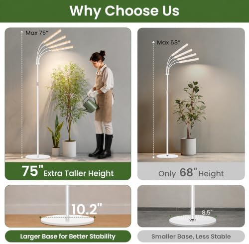 LBW Grow Lights for Indoor Plants, 75" Tall Full Spectrum Plant Grow Light - Image 5