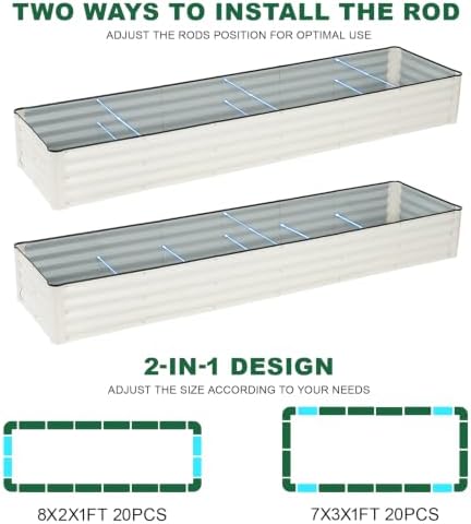 8x2x1 Ft Galvanized Raised Garden Bed (White) - Image 6