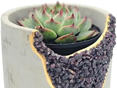 4 Inch Crystal Plant Pot with Saucer - Cement Geode Planter - Concrete Pots for Plants - Modern Succulent Pot Indoor - Unique Air Plant Holder - Candle Holder - Small Plant Home Decor (Red Garnet) - Image 7