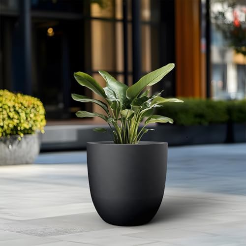 Kante Black Concrete Planter 18" Dia All-Weather Round Large Pot - Image 4