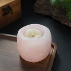 rockcloud Natural Raw Rose Quartz Taper Tea Light Candle Holder - Image 6