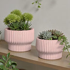 OXART Ceramic Plant Pots, 9.4+8+6 Inch Planters with Drainage Hole, Set of 3, Modern Round Flower Pot for Indoor Plants, Home and Office Decorative Ceramic Pots for Plants, Gifts for Mom, Pink - Image 2