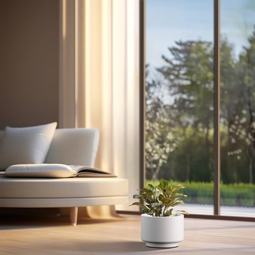 Kante Small Round Pedestal White Concrete Planter 10" Dia, Outdoor - Image 6