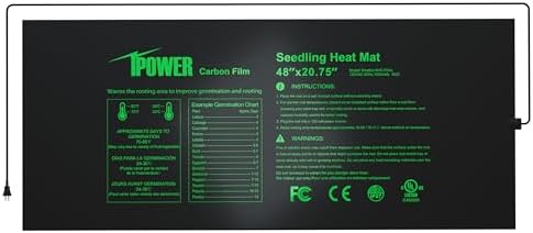 iPower 48” x 20.75” Seeding Heat Mat Upgraded Carbon Film Indoor Warm Hydroponic Plant Germination Starting Pad Durable Waterproof, 48" x 20.75", Black by iPower