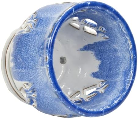 W&W Orchid Pot with Holes and Saucer for Repotting and Better Grow, Blue and White, 6.5 Inches - Image 4