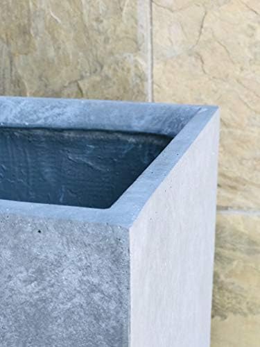 Kante Small Tall Square Blue Gray Concrete Planter 13" H, Outdoor - Image 7