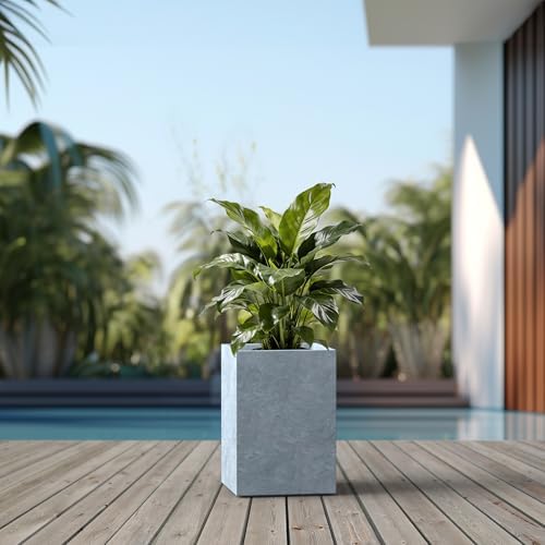 Kante Accent Tall Square Blue Gray Concrete Planter 16" H, Outdoor - Image 7