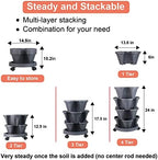 GameXcel Vertical Planter Tower - 4 Tier Stackable Garden Planters with Wheels and Tools Plant Pots for Strawberry Herb Flower and Vegetable Indoor Outdoor Use Dark Gray 2 Pack - Image 7