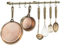 ROTHLEY Stainless Steel Hanging Pot Rack Hanger: 23.7 Inch Pot and Pan Hanger Wall Mounted Hanging Pot Bar Rack Heavy Duty Pot Hangers Kitchen Rail with 8 S Hooks (Antique Brass) by ROTHLEY