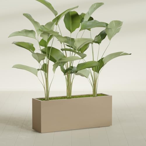 Greenline Leo Tall Rectangular Fiberglass Planter, Outdoor Planter Box - Image 4