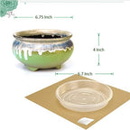 7 Inch Glazed Terracotta Plant Pot Round Ceramic Succulent Planter Pot with Drainage and Saucer Cactus Clay Pot (Green Flowing Glaze) - Image 6