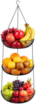 3-tier Hanging Fruit Basket, 44" Metal, Black, 11 x 3.2 Inch by Unknown