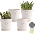 4.5" Ceramic White Planter Pots with Saucers Set of 4 by BABALIU