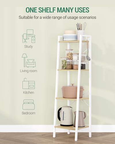 Hzuaneri Ladder Shelf, Bookshelf, Freestanding Corner Storage Shelf - Image 4