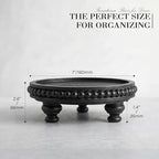 EOSAHR Beaded Wood Riser, Pedestal Stand Can Hold Small Vase, Black - Image 2