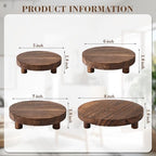 Geetery 4 Pcs Wooden Risers for Display Wood Pedestal Stand, Brown - Image 2