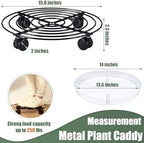 6 Packs 15.8 Inches Metal Plant Caddy with Wheels Extra-large Rolling Plant Stands Heavy-duty Wrought Iron Plant Roller Base Pot Movers Indoor Outdoor Plant Dolly with Casters Planter Tray Coaster - Image 3