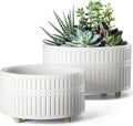 LE TAUCI Succulent Pots, 6.5+8 Inch Ceramic Indoor Plant Pot with Drainage Hole, Shallow Round Succulent Planters, Set of 2, Matte White by LETAUCI