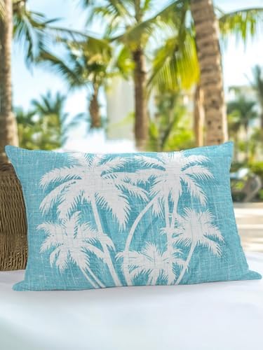 Tropical Palm Tree 12x20 Waterproof Outdoor Lumbar Pillow with Insert, Vintage Aqua Exotic Botanical Plants Patio Cushion Pillows for Outdoor Sofa Bench Porch Balcony Furniture, 1 Pack - Image 5