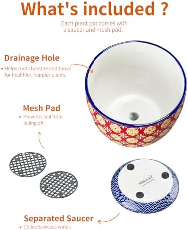 Metahom 5.8 Inch Ceramic Plant Pots, Colorful Flower Pots Set of 4 - Image 5