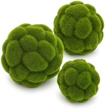 Cabilock 3Pcs Artificial Moss Balls, Fake Green Topiary Spheres Bowl Filler, Simulated Plant Decor, Decorative Imitation Moss Rocks Floral Arrangements Wedding Garden Party, 10cm+12cm+15cm by cabilock