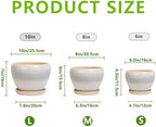 Ceramic Flower Pots, 10+8+6 Inch Ceramic Planters, White-Grey - Image 3