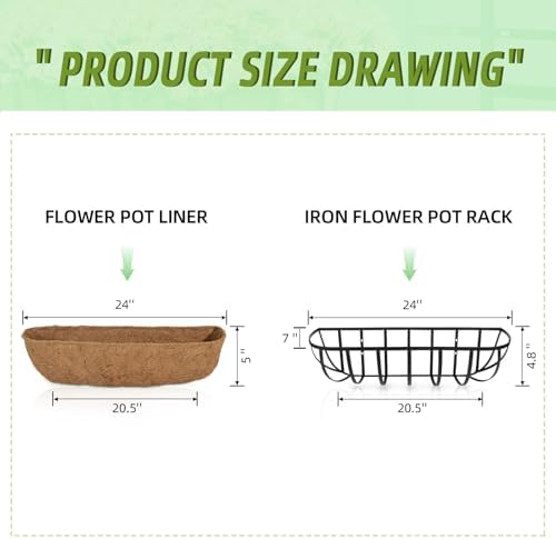 hehimhis 2 Pack 24 Inch Window Planter Box with Adjustable Bracket and Coco Liner for Porch, Balcony Planters Railing Hanging,Fence, Patio Hanging Planters for Garden Outdoor - Image 4