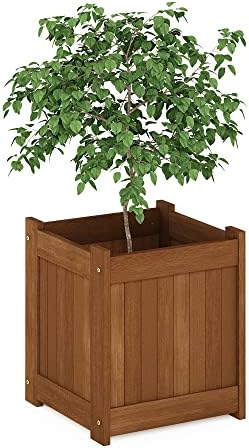 Furinno TIOMAN Cube Outdoor Planter Box, Natural by Furinno-FitsYourSpaceFitsYourBudget