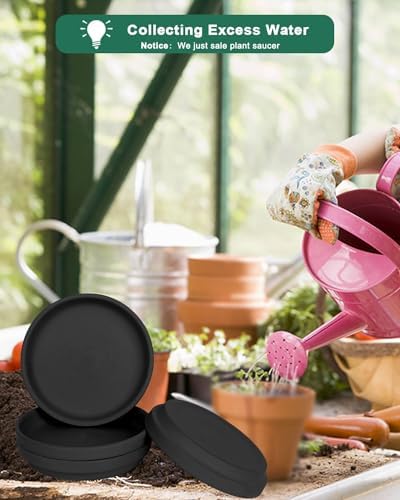 vensovo 8 Inch Black Terracotta Plant Saucer Pots Tray - 4 Pcs Round Planter Saucers for Indoor & Outdoor Plants, Large Clay Trays Perfect for 7 Inch 7.5 Inch 8 Inch Flower Pot - Image 3
