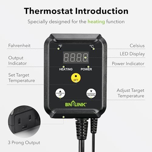 BN-LINK Seedling Heat Mat with Thermostat Controller Combo Set, 4 Pack 10" x 20.75" Plant Heating Mat for Seed Starting with Temperature Control for Indoor Growing, Plants Germination - Image 6