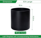 D'vine Dev Plastic Planter Pot with Saucer, 16 in, Black, 74-X-B-5 - Image 2