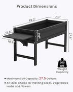 HDPE Raised Garden Bed with Legs, 49x21x27in All-Weather Heavy Duty Planter Box, Outdoor Elevated Garden Bed for Seeds, Herb, Flower, Vegetable (Black) - Image 2