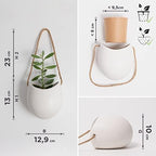 Kazai. Wall Planters -Ellie- | Hanging Ceramic Plant Pots 3 Pieces | Wall Decoration for Indoors, Balcony and Garden | White (Matte) - Image 5