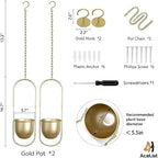 AceList Boho Hanging Planter for Indoor Plants - Set of 2 Gold Metal Wall Planter 5.7Inch with Hooks and Chins, Plant Hanger Decor for Window and Patio - Suitable for Hanging Plants Decor - Image 2