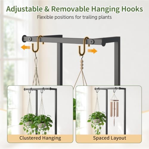LASZOLA Hanging Plant Stand Shelf Indoor Tall, Corner 2 Tier Black 61 In - Image 3