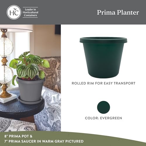 The HC Companies Prima Round Plastic Plant Pot w/Rolled Rim - Lightweight & UV Resistant Flower Pot for Herbs & More - Outdoor & Indoor Plant Pots w/Drainage (20 inch, Evergreen, Pack of 1) - Image 2